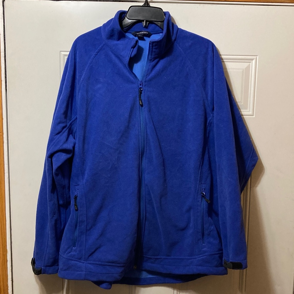 Lands' End Vibrant Blue Fleece Jacket 2X